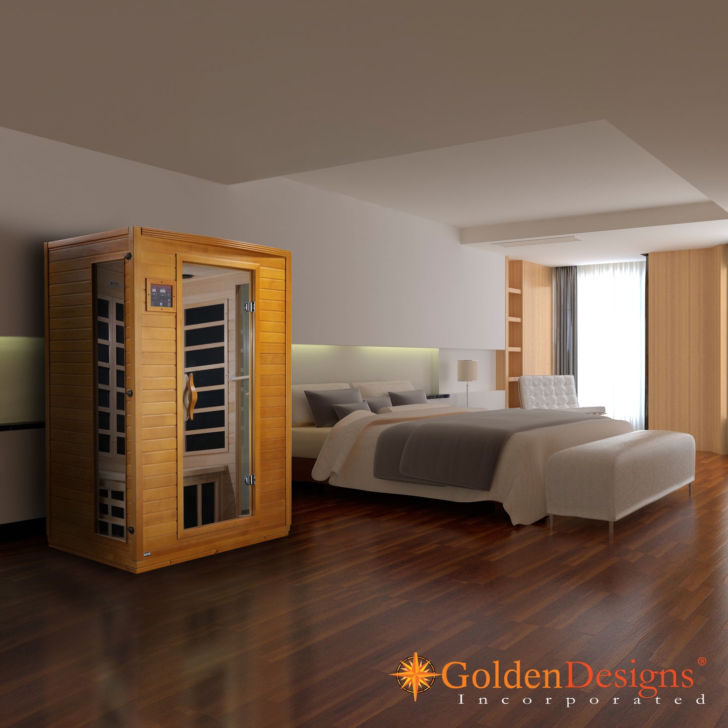 Dynamic "Versailles" Ultra Low EMF FAR Indoor Infrared Sauna | DYN-6202-03 Elite |2 Person | Natural Hemlock Wood | Home Spa