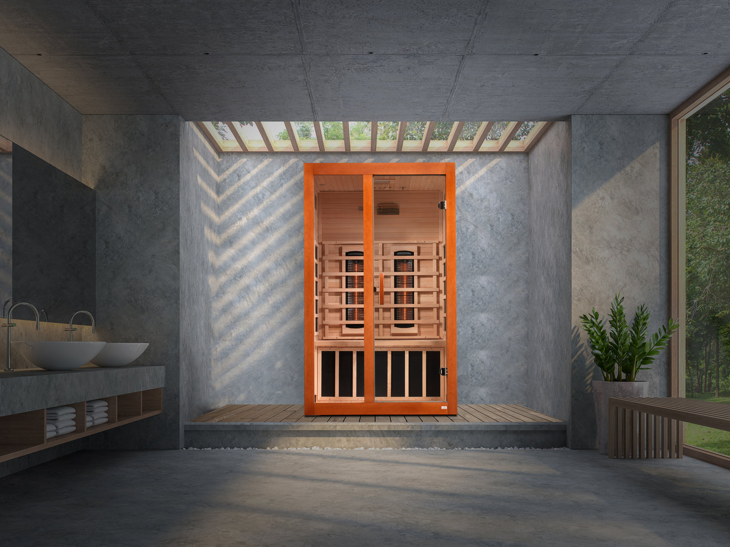 DYNAMIC "Santiago" Full Spectrum Infrared Indoor Sauna | DYN-6209-03 FS | 2 Person | Canadian Hemlock Wood | Home Spa