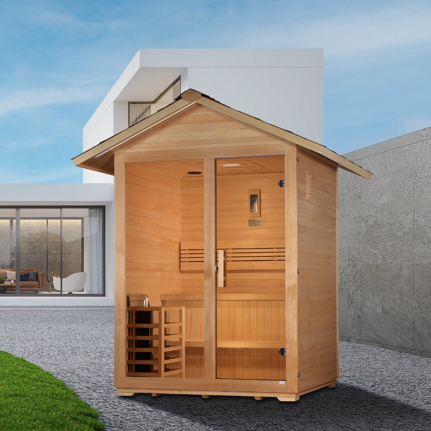 Golden Designs "Arlberg" Traditional Outdoor Sauna | GDI-8103-01 | 3 Person | 100% Natural Reforested Canadian Hemlock