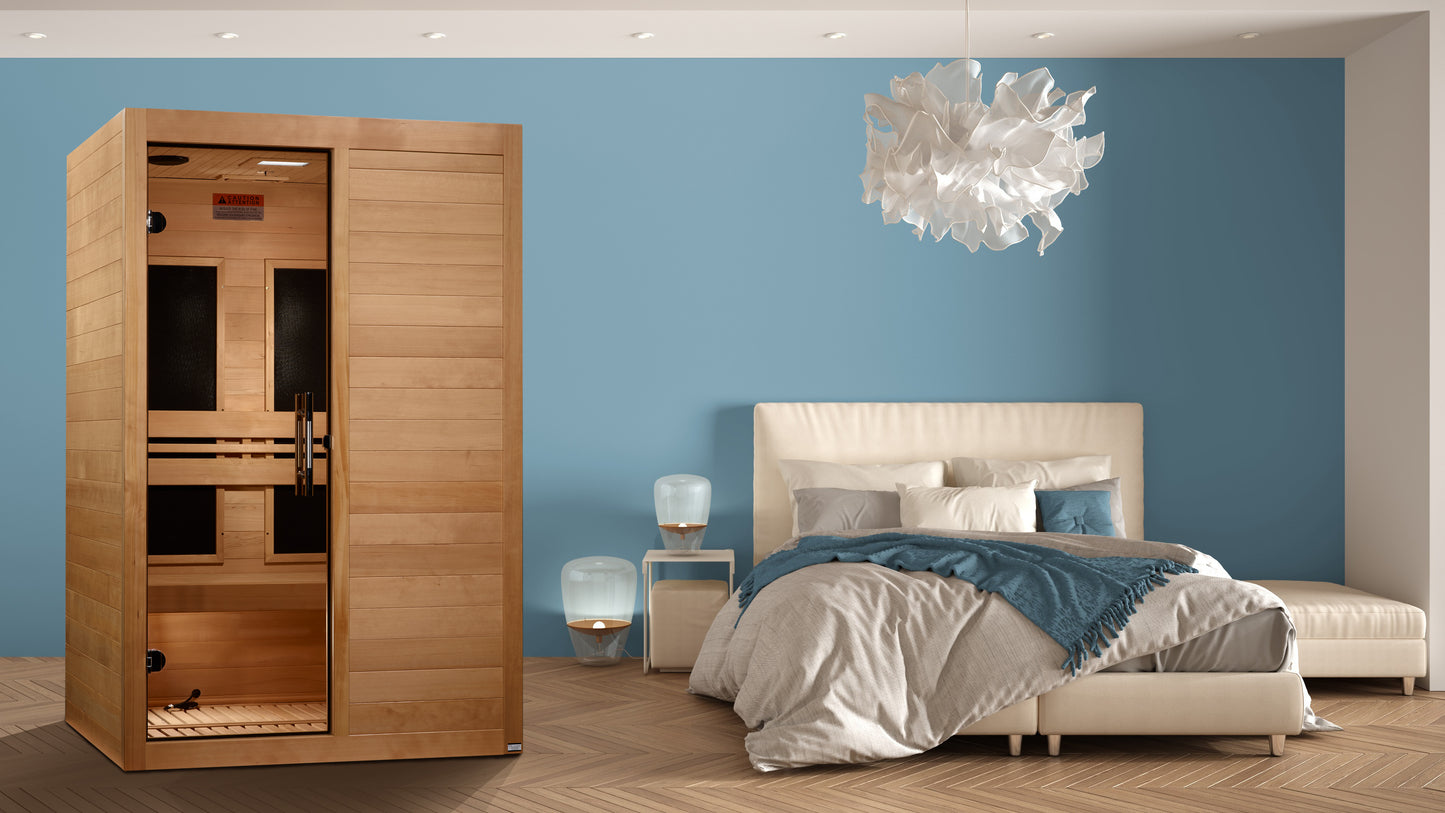 Maxxus "S-Line" Low EMF FAR Indoor Infrared Sauna | MX-S206-01 | 2 Person | Natural Hemlock Wood | Home Spa