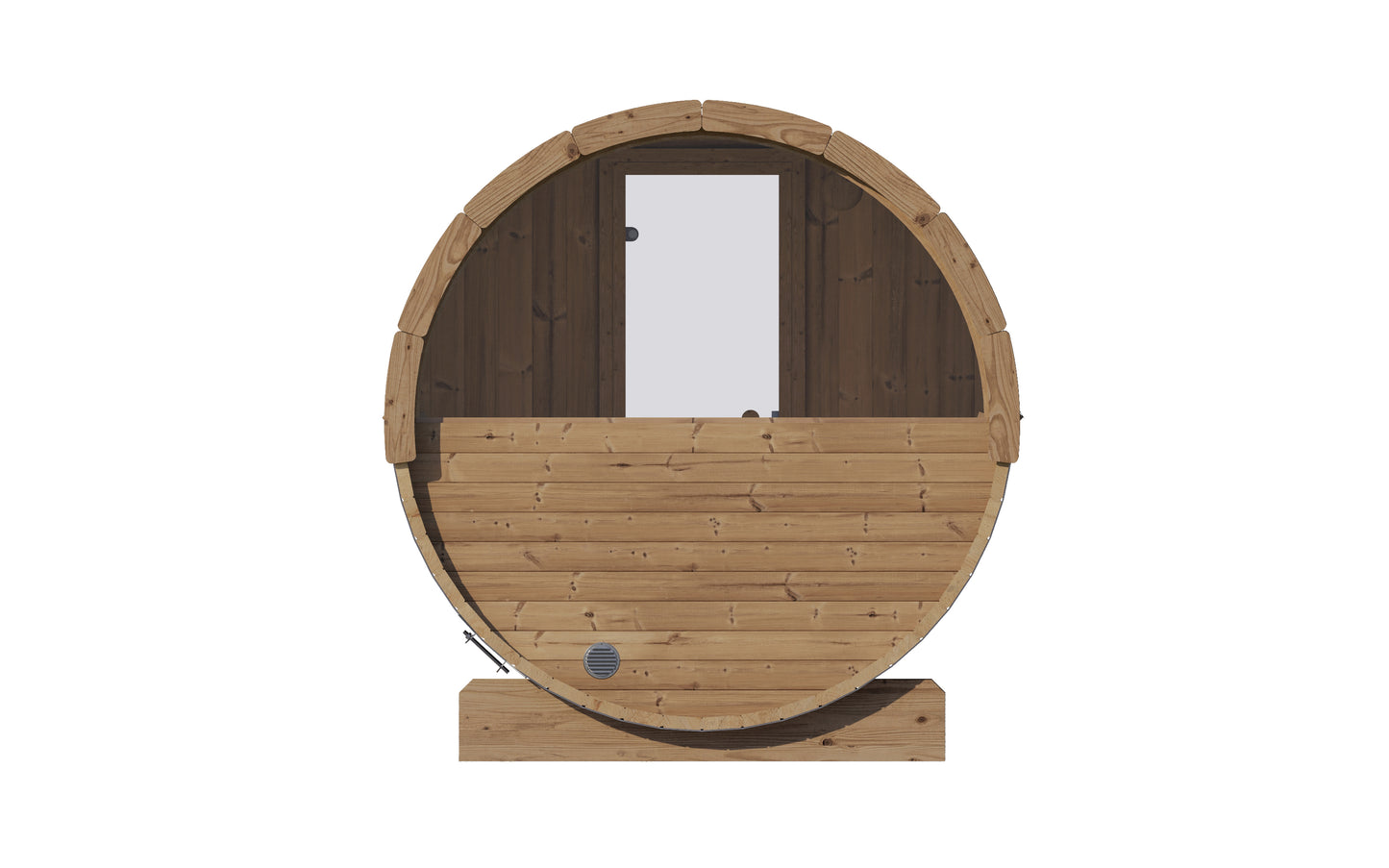 SaunaLife Model E7W Outdoor Traditional Barrel Sauna with Rear Window | ERGO Series | 4-Person