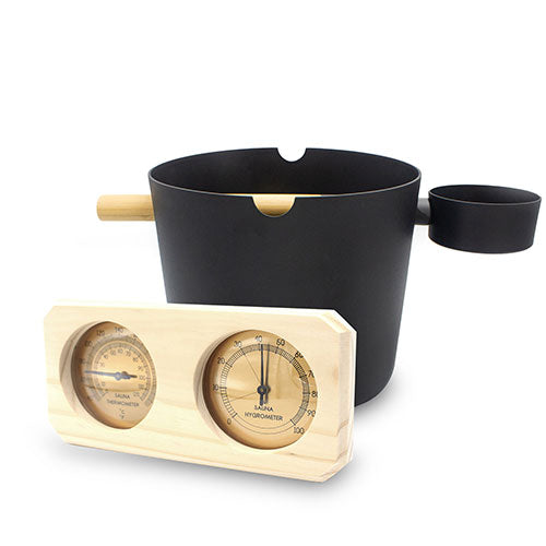SaunaLife Accessory Package 7 Bucket, Ladle, Hygrometer and Thermometer