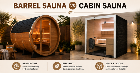 Cedar barrel sauna and modern cube cabin sauna