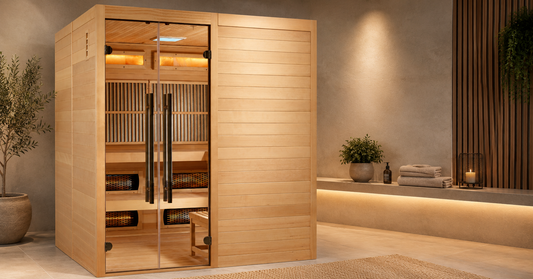 Golden Designs Toledo indoor hybrid sauna with infrared and traditional heat