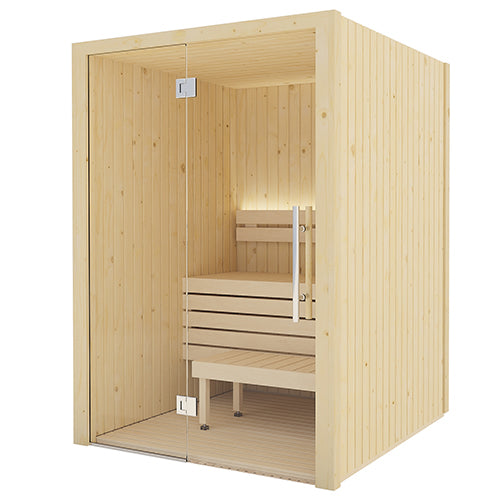 SaunaLife Model X2 XPERIENCE Series Traditional Indoor Sauna Kit w/ LED Lighting | Glass Front | 1-2 Person