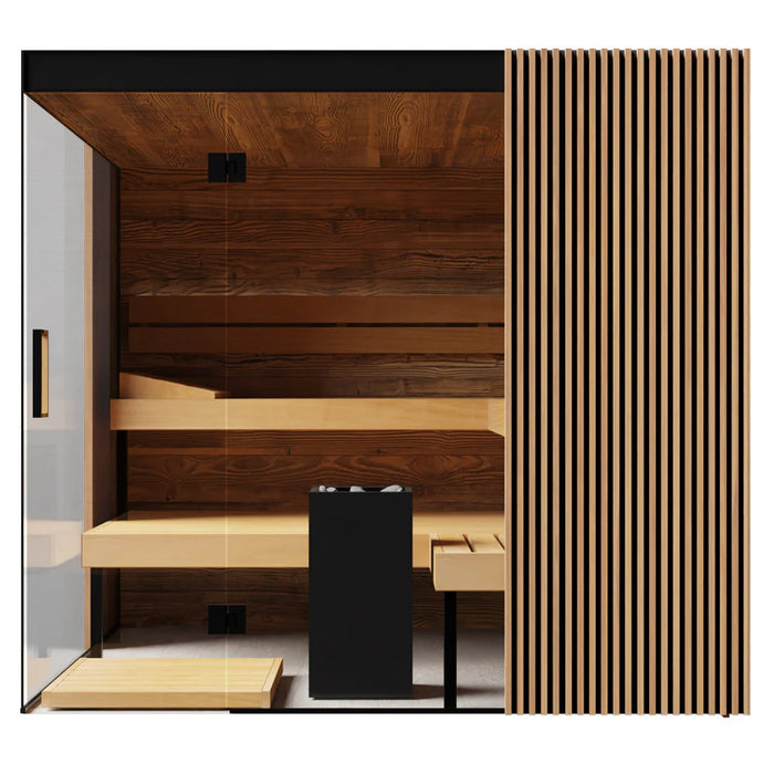Thermasol Aalto Glass & Wood Panels, 3–4 Person - Indoor Traditional Sauna