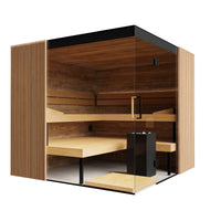 Thermasol Aalto Glass & Wood Panels, 3–4 Person - Indoor Traditional Sauna