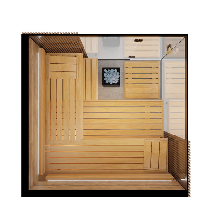 Thermasol Aalto Glass & Wood Panels, 3–4 Person - Indoor Traditional Sauna