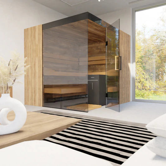 Thermasol Aalto Glass & Wood Panels, 3–4 Person - Indoor Traditional Sauna
