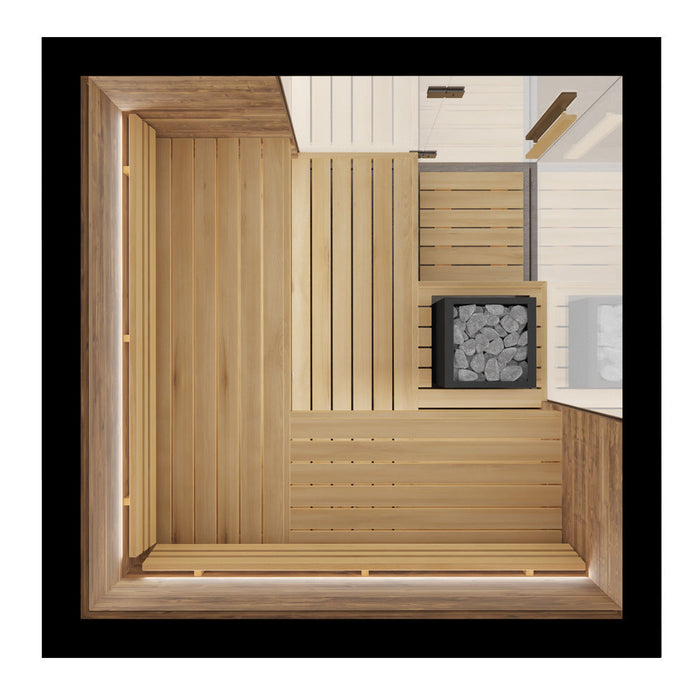 Thermasol Astra Glass & Wood Corner, 3–4 Person - Indoor Traditional Sauna