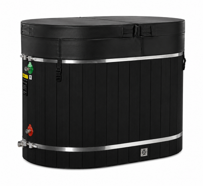 Dynamic Cold Therapy Oval Barrel 50-P | PVC Cold Plunge Tub | DCT-BO-50-PLPC-34-BLK | Black