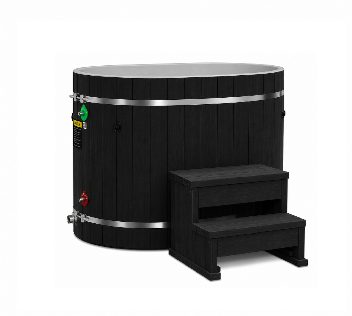 Dynamic Cold Therapy Oval Barrel 50-P | PVC Cold Plunge Tub | DCT-BO-50-PLPC-34-BLK | Black