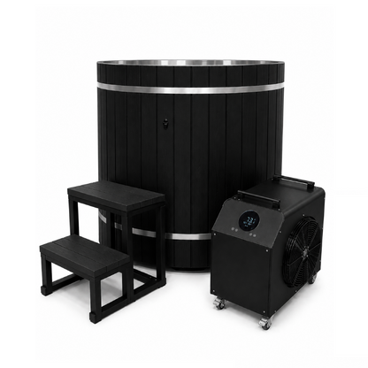 Dynamic Cold Therapy Barrel | Stainless Steel Cold Plunge Tub | DCT-B-042-SSPC-34-BLK | Black