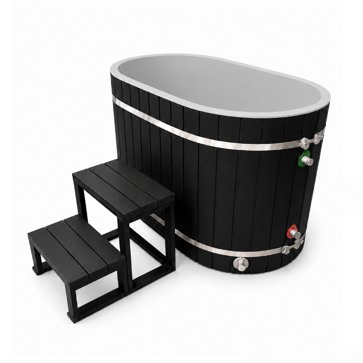 Dynamic Cold Therapy Oval Barrel 50-P | PVC Cold Plunge Tub | DCT-BO-50-PLPC-34-BLK | Black