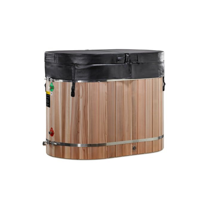 Dynamic Cold Therapy Oval Barrel Tub (50-P) Pacific Cedar - 3/4 IN-OUT without Motor | DCT-BO-50-PLPC-34 | Outdoor/Indoor Use | WIFI-Enabled Chiller Optional