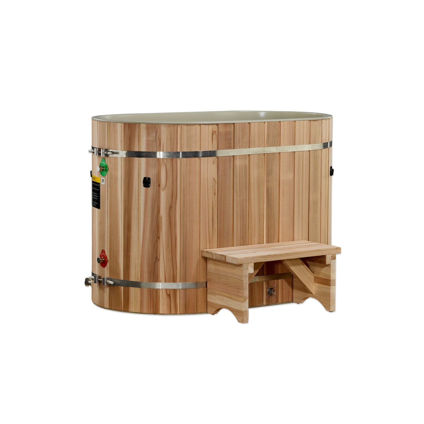 Dynamic Cold Therapy Oval Barrel Tub (50-P) Pacific Cedar - 3/4 IN-OUT without Motor | DCT-BO-50-PLPC-34 | Outdoor/Indoor Use | WIFI-Enabled Chiller Optional