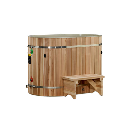 Dynamic Cold Therapy Oval Barrel Tub (50-P) Pacific Cedar - 3/4 IN-OUT without Motor | DCT-BO-50-PLPC-34 | Outdoor/Indoor Use | WIFI-Enabled Chiller Optional