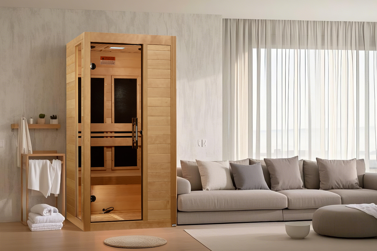 *New 2026 Model* Dynamic "Veneto" Low EMF FAR Indoor Infrared Sauna | DYN-6115-05 | 1-2 Person | Natural Hemlock Wood | Home Spa