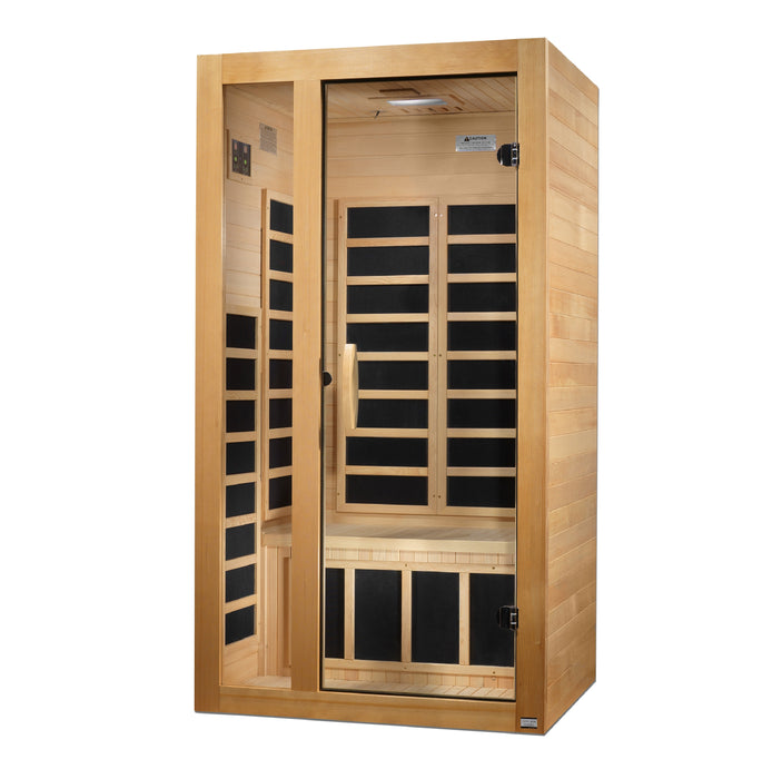 ***New 2026 Model*** Dynamic "Gracia" Ultra Low EMF FAR Indoor Infrared Sauna | DYN-6119-01 Elite | 1-2 Person | Natural Hemlock Wood | Home Spa