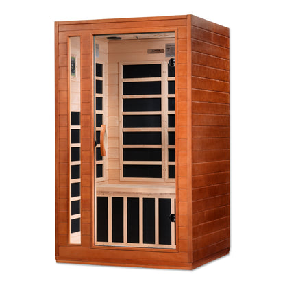 Dynamic Cordoba DYN-6203-01 2-person infrared sauna, angled view from the opposite side