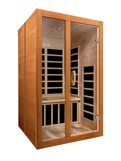 DYNAMIC "Santiago" Elite Ultra Low EMF (Under 3MG) FAR Infrared Indoor Sauna | DYN-6209-02 Elite | 2 Person | Natural Hemlock Wood | Home Spa