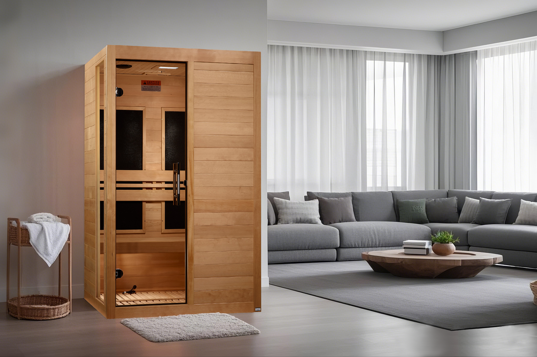 ***New 2026 Model*** Dynamic "Lucca" Ultra Low EMF FAR Indoor Infrared Sauna | DYN-6215-05 Elite | 2 Person | Natural Hemlock Wood | Home Spa