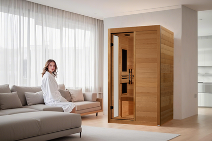 *New 2026 Model* Dynamic "Lucca" Low EMF FAR Indoor Infrared Sauna | DYN-6215-05 | 2 Person | Natural Hemlock Wood | Home Spa