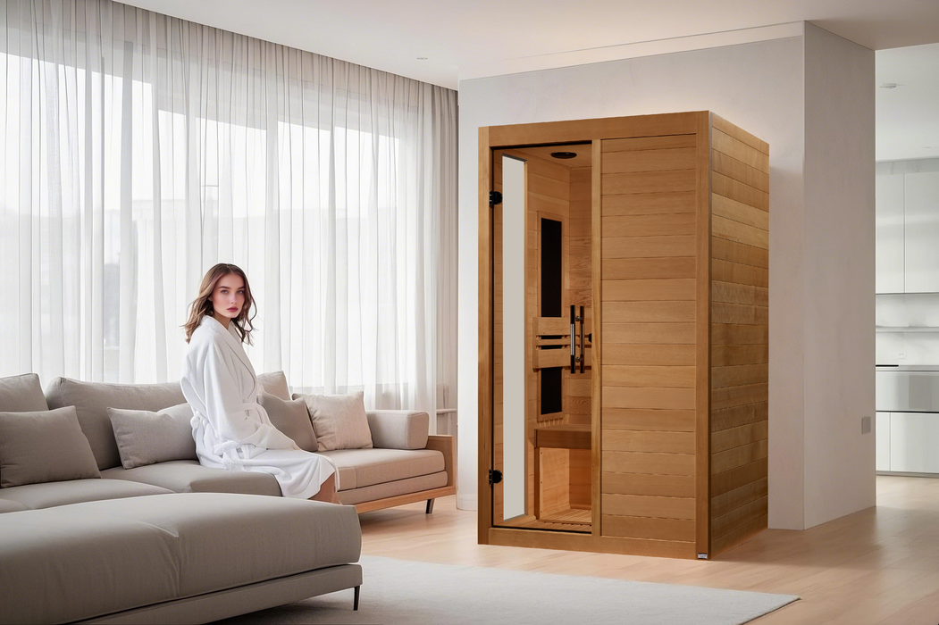 ***New 2026 Model*** Dynamic "Lucca" Ultra Low EMF FAR Indoor Infrared Sauna | DYN-6215-05 Elite | 2 Person | Natural Hemlock Wood | Home Spa