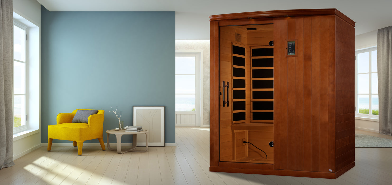 Dynamic "Madrid Limited Elite" Ultra Low EMF FAR Indoor Infrared Sauna | DYN-6310-04 Elite | 3 Person | Natural Hemlock Wood | Home Spa