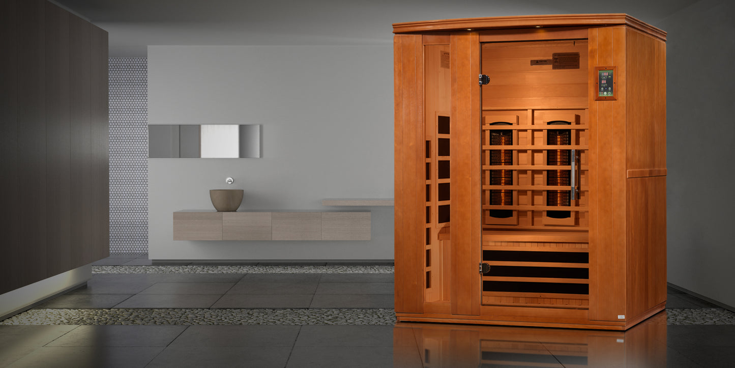 DYNAMIC "Lugano" Full Spectrum Near Zero Infrared Indoor Sauna |  DYN-6336-03 FS | 3 Person | Natural Canadian Hemlock Wood | Home Spa