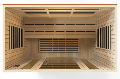 Dynamic "Bergamo" Ultra Low EMF FAR Indoor Infrared Sauna | DYN-6440-01 Elite | 4 Person | Natural Hemlock Wood | Home Spa