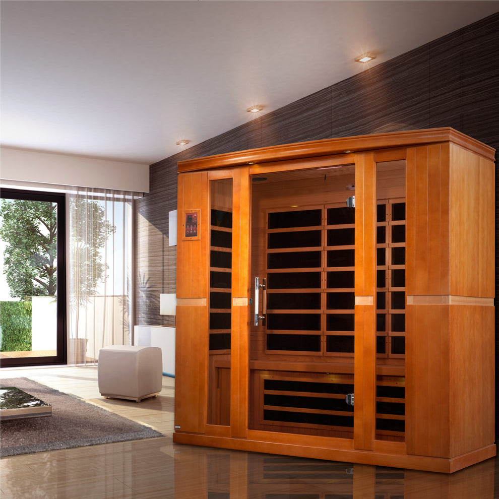 Dynamic "Bergamo" Ultra Low EMF FAR Indoor Infrared Sauna | DYN-6440-01 Elite | 4 Person | Natural Hemlock Wood | Home Spa