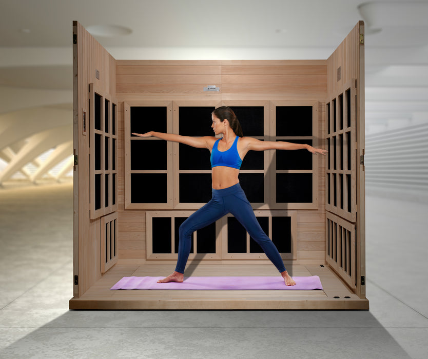 Golden Designs 2025 "Catalonia" Near Zero EMF FAR Infrared Indoor Sauna | GDI-6880-02 Elite |8 Person | Wheelchair Access. | Hot Yoga
