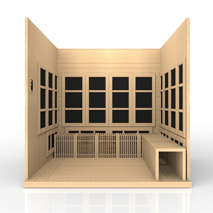 Golden Designs 2025 "Catalonia" Near Zero EMF FAR Infrared Indoor Sauna | GDI-6880-02 Elite |8 Person | Wheelchair Access. | Hot Yoga