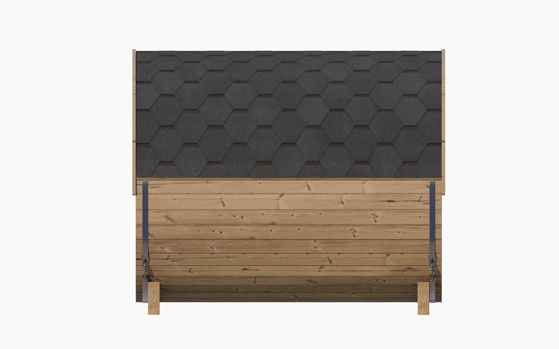 SaunaLife Model E8G Traditional Outdoor Barrel Sauna | Glass Front | ERGO Series | 6-Person