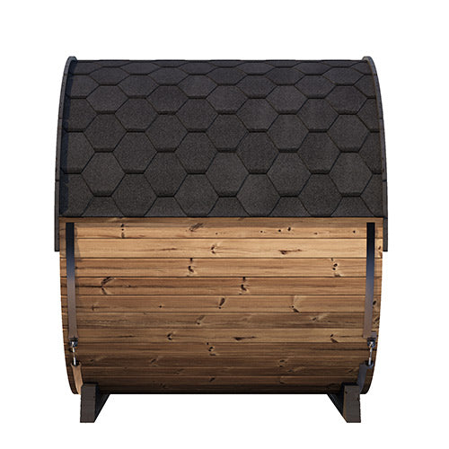 SaunaLife Model EE8G Traditional Outdoor Barrel Sauna | Ergo Elegance Series | Glass Front | 6-Person