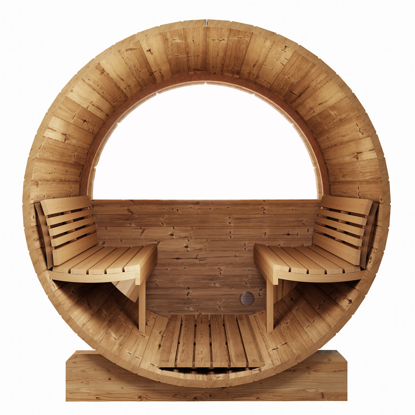SaunaLife Model E8W Traditional Outdoor Barrel Sauna | ERGO Series | Rear Window | 6-Person