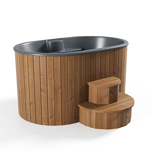 SaunaLife Model S2N 2-person immersion tub - natural Thermo-Pine finish