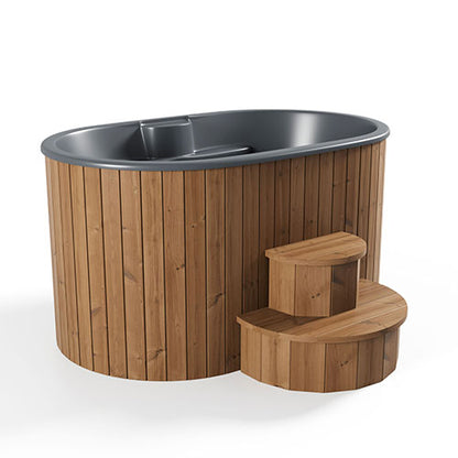 SaunaLife Model S2N 2-person immersion tub - natural Thermo-Pine finish