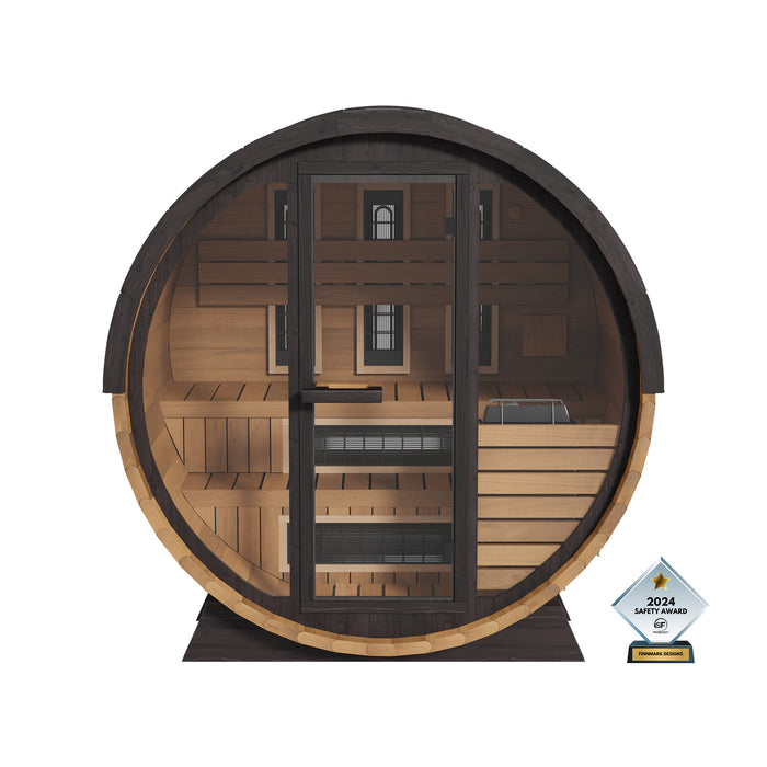 Finnmark FD-6 Outdoor Hybrid Barrel Sauna – Infrared & Traditional 6x6 Canadian Cedar