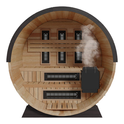 PRE-ORDER SEPTEMBER 2026:  Finnmark FD-7 Outdoor Hybrid Barrel Sauna – Infrared & Traditional 6x6 Thermo-Aspen