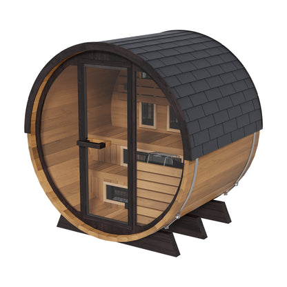 PRE-ORDER SEPTEMBER 2026:  Finnmark FD-6 Outdoor Hybrid Barrel Sauna – Infrared & Traditional 6x6 Canadian Cedar