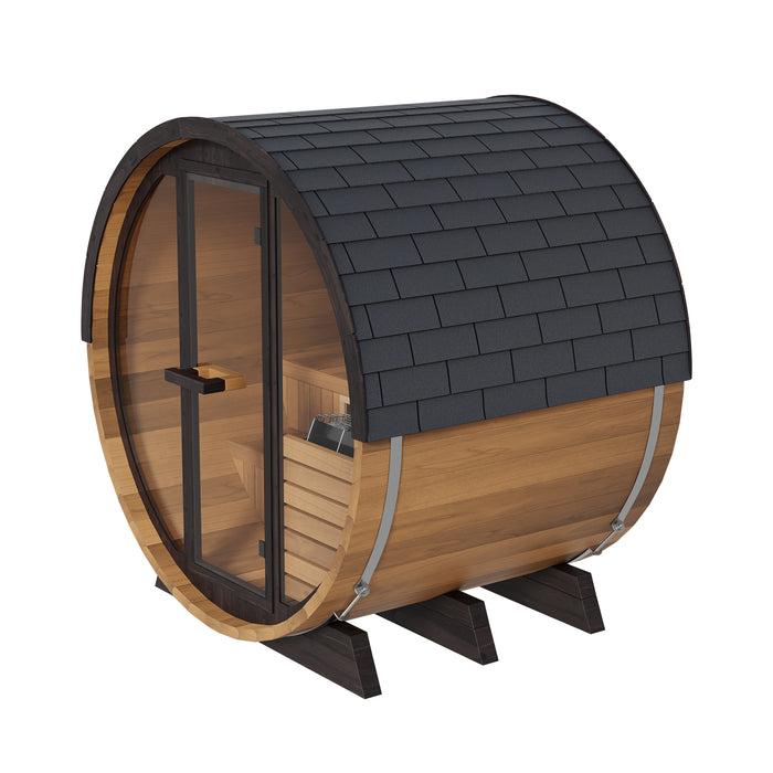 Finnmark FD-6 Outdoor Hybrid Barrel Sauna – Infrared & Traditional 6x6 Canadian Cedar
