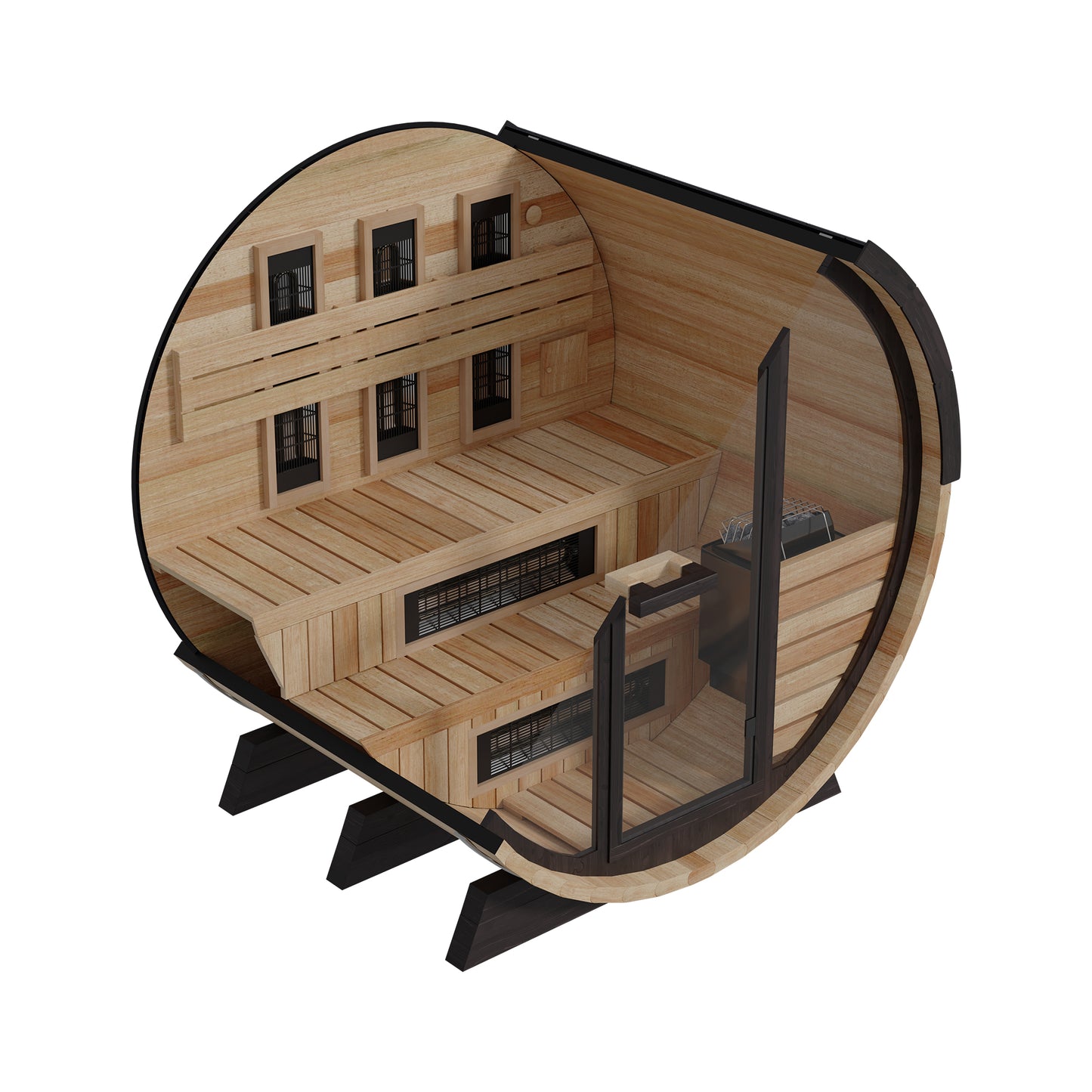 PRE-ORDER SEPTEMBER 2026:  Finnmark FD-7 Outdoor Hybrid Barrel Sauna – Infrared & Traditional 6x6 Thermo-Aspen
