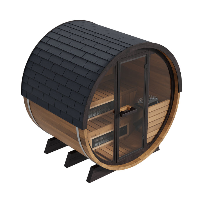Finnmark FD-6 Outdoor Hybrid Barrel Sauna – Infrared & Traditional 6x6 Canadian Cedar