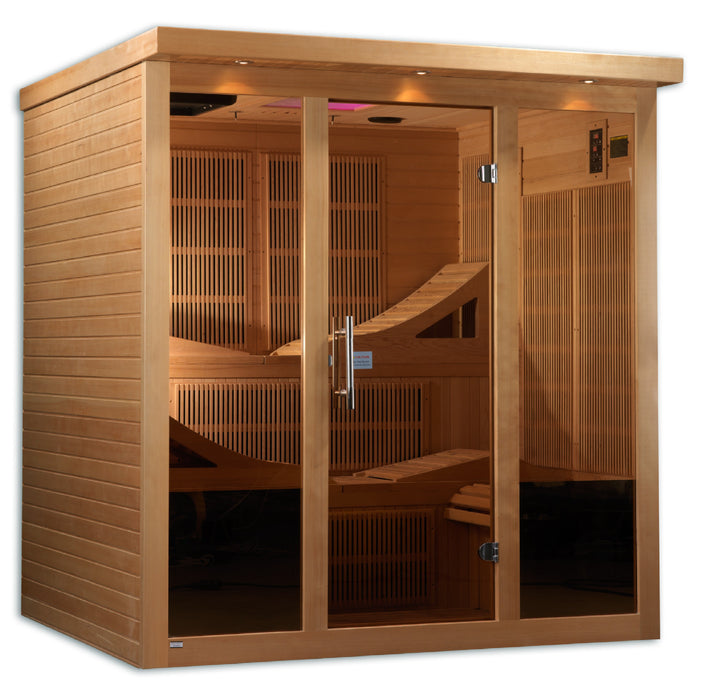 GOLDEN DESIGNS "Monaco" PureTech™ Near Zero EMF (Under 2MG) FAR Infrared Sauna | GDI-6996-01 | 6 Person | Natural Hemlock Wood | Home Spa