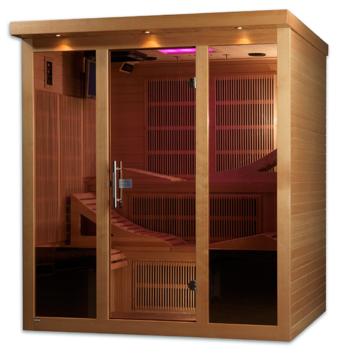 GOLDEN DESIGNS "Monaco" PureTech™ Near Zero EMF (Under 2MG) FAR Infrared Indoor Sauna | GDI-6996-01 | 6 Person | Natural Hemlock Wood | Home Spa