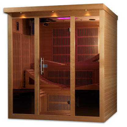 GOLDEN DESIGNS "Monaco" PureTech™ Near Zero EMF (Under 2MG) FAR Infrared Indoor Sauna | GDI-6996-01 | 6 Person | Natural Hemlock Wood | Home Spa