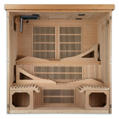 GOLDEN DESIGNS "Monaco" PureTech™ Near Zero EMF (Under 2MG) FAR Infrared Indoor Sauna | GDI-6996-01 | 6 Person | Natural Hemlock Wood | Home Spa