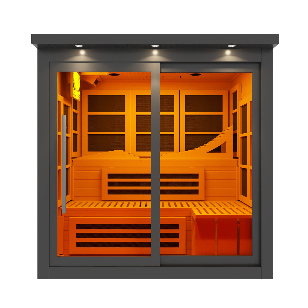 Golden Designs Monaco | 6-Person Infrared Indoor Sauna | GDI-6996-02 Elite Black | Canadian Hemlock
